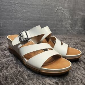 Baretraps Laralee Sandals Womens Size 10 White Posture+ Strappy Wedge Comfort